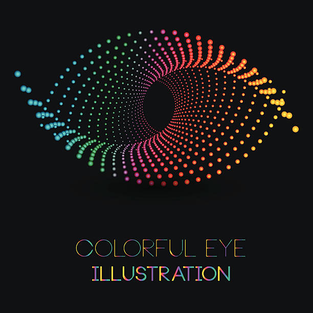 illustrations, cliparts, dessins animés et icônes de oeil abstrait illustration de concept de pois colorés - front view