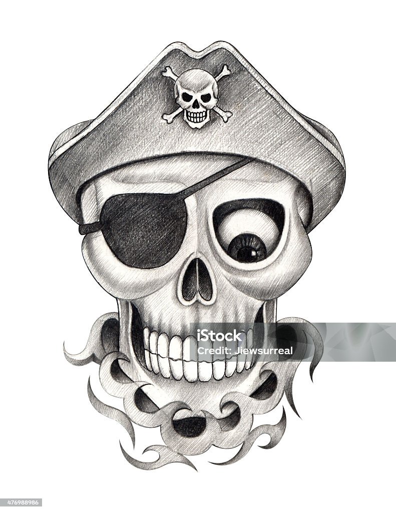 Art Pirate Skull Tattoo Stock Illustration - Download Image Now - 2015,  Anatomy, Anthropomorphic Smiley Face - iStock