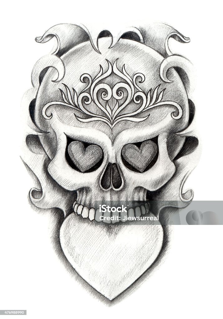 Skull Heart Tattoo Stock Illustration - Download Image Now - 2015, Anatomy,  Anthropomorphic Smiley Face - iStock