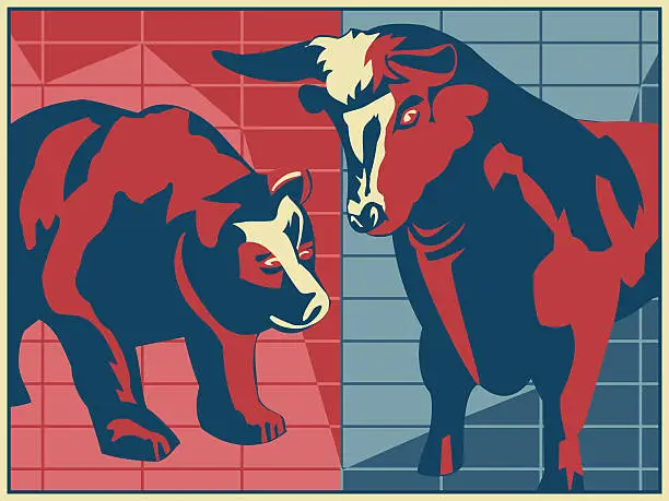 Photo of Bull and Bear - poster style