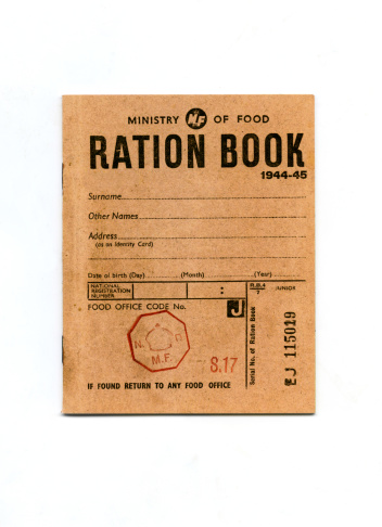 A vintage wartime rationing book from 1944-45.