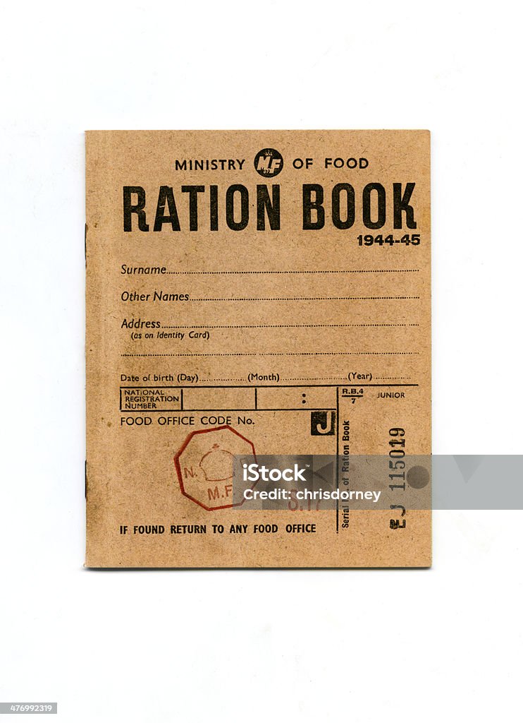 1944-45 Wartime Ration Book A vintage wartime rationing book from 1944-45. Rationing Stock Photo