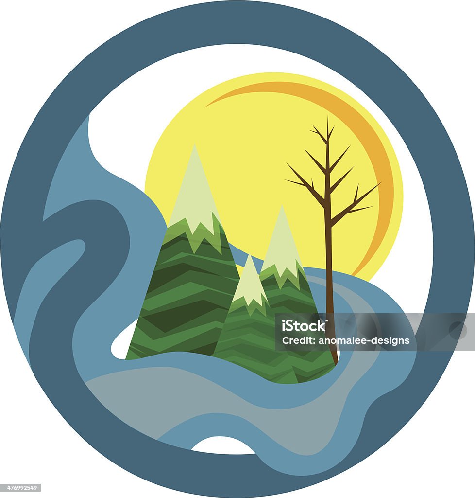 Paysage de montagne de l'icône - clipart vectoriel de Arbre libre de droits