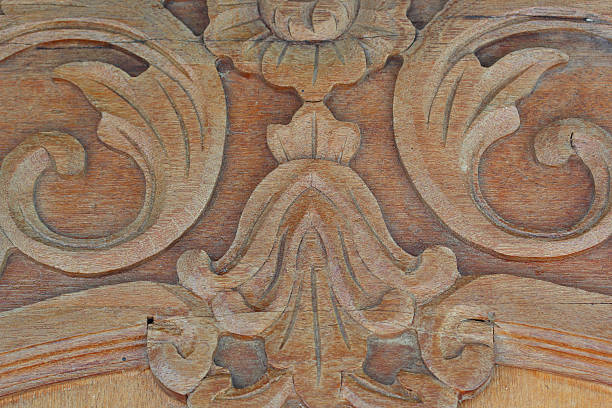 istock Carved wood wall close 476993978