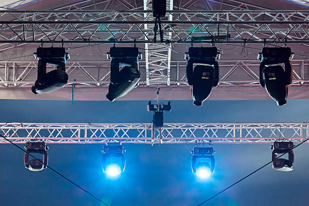 istock Bright bluespotlights on stage 476994421