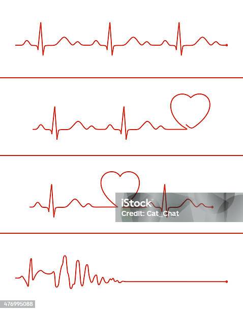 Vetores de Linhas Cardiogram Conjunto e mais imagens de Ritmo Cardíaco - Ritmo Cardíaco, Símbolo do Coração, Ouvindo Batidas do Coração