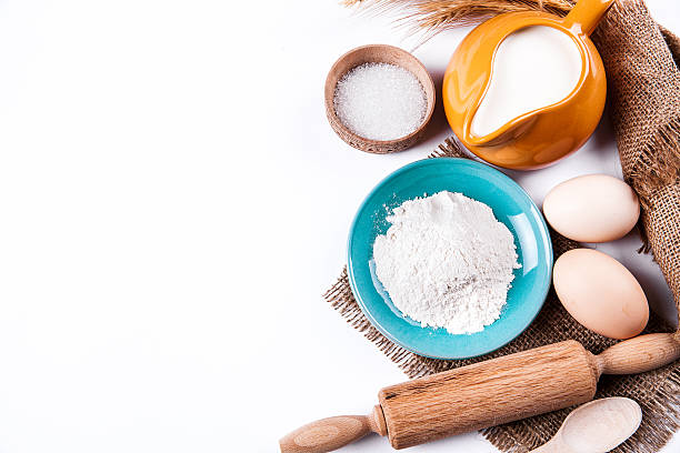 istock Baking ingredients on wight background. Food. cooking 477000556