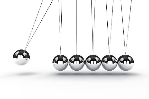 istock 3d image render of newton's cradle on white background 477001190