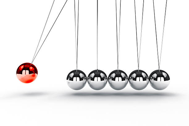 istock 3d image render of newton's cradle on white background 477001198