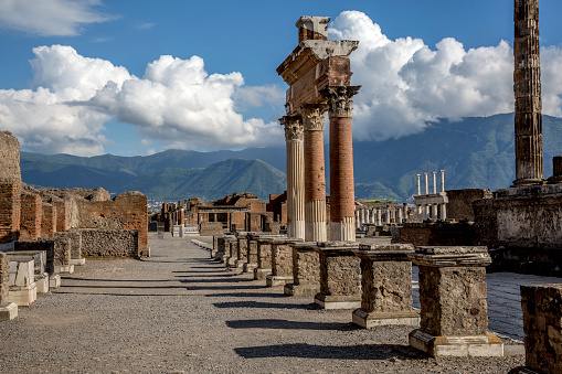 The city of Pompeii was an ancient Roman town-city near modern Naples in the Italian region of Campania, in the territory of the comune of Pompei.