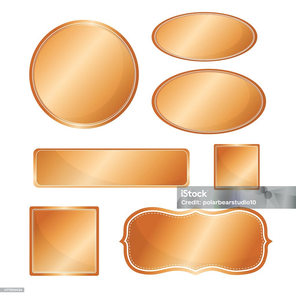 Blank metallic icon set copper Blank metallic icon set copper color 2015 stock vector