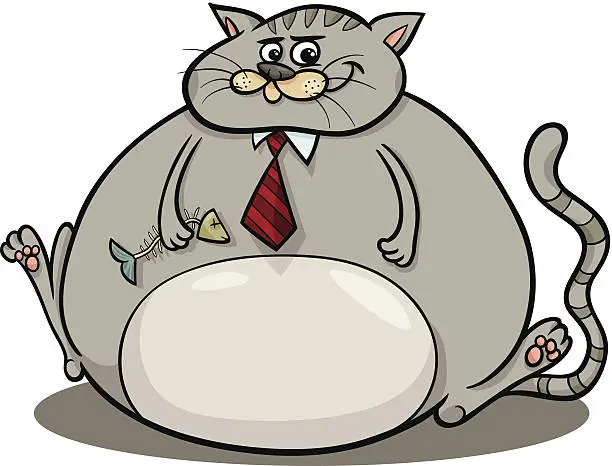 Vector illustration of fat cat saying cartoon illustration