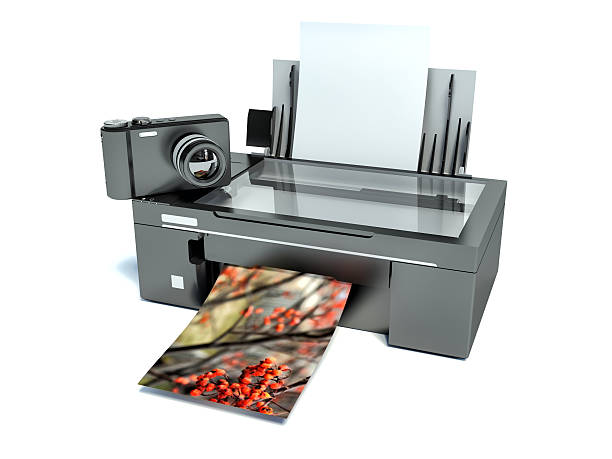 impressora 3d. impressão de fotografias. ícone isolado a branco - photobusiness imagens e fotografias de stock