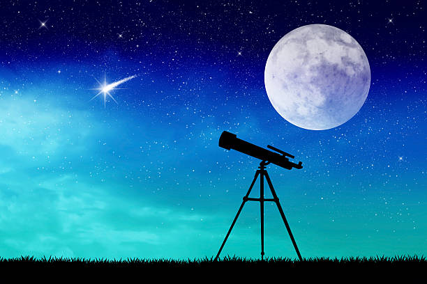 Telescope silhouette illustration of  telescope silhouette starry sky telescope stock illustrations