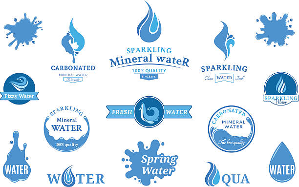 ilustraciones, imágenes clip art, dibujos animados e iconos de stock de agua de etiquetas, iconos y elementos de diseño - distilled water