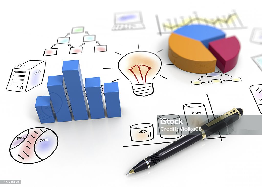 Report charts Business charts and graphs as concept Budget Stock Photo