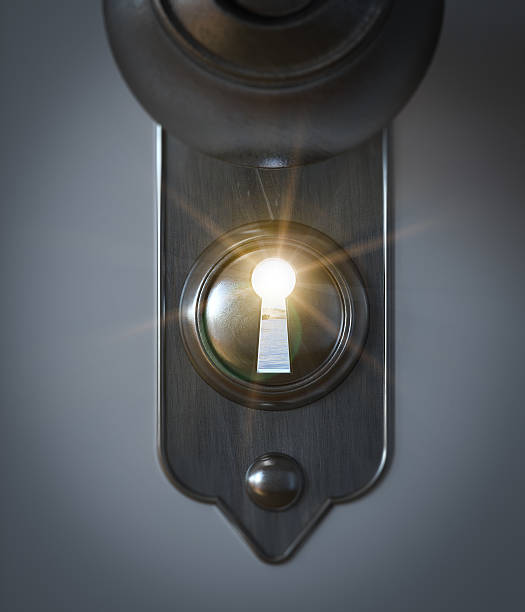 sea beach seen through a keyhole vacation concept