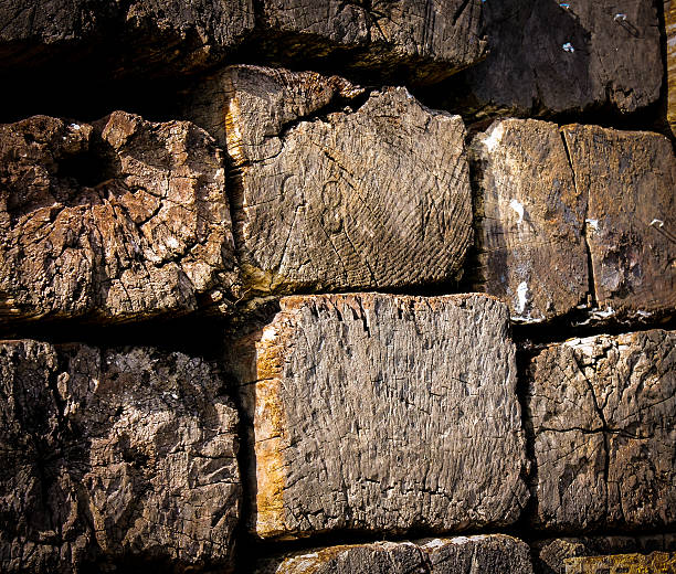 Large Stack of Railroad Ties stock photo