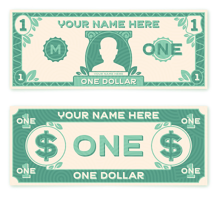 Flat design dollar paper money bill concept. Both front and back designs included with space for your content or copy. EPS 10 file. Transparency effects used on highlight elements.