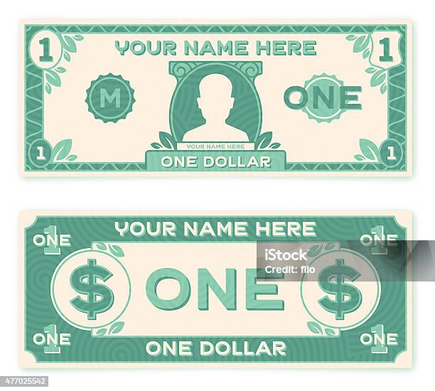 Flat Design Paper Money Stock Illustration - Download Image Now - US Paper Currency, American One Dollar Bill, Paper Currency