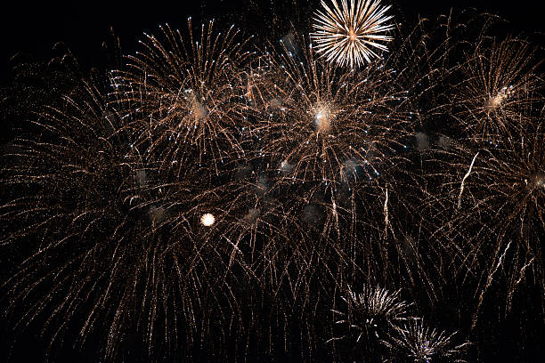 istock beautiful colorful fireworks over the sea during summer celebration 477025648
