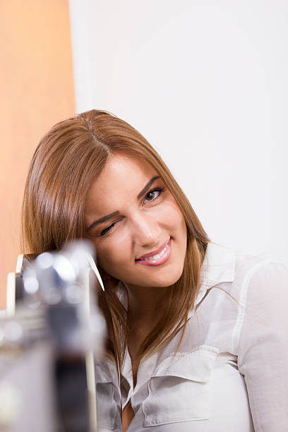 pretty girl pointing guitar at you