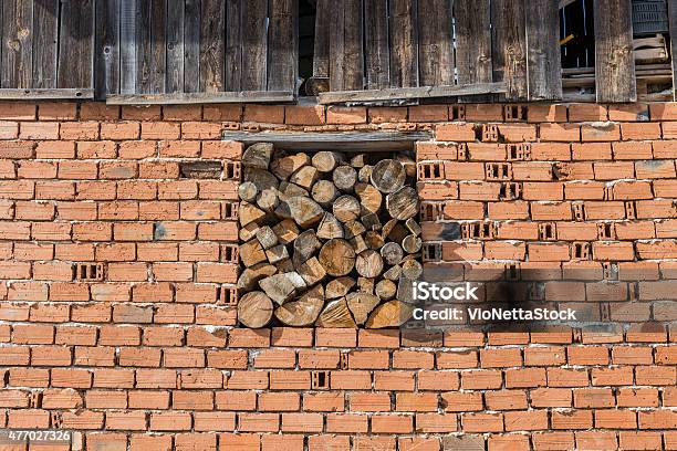 Brick Wall With Woods Stock Photo - Download Image Now - 2015, Architecture, Backgrounds