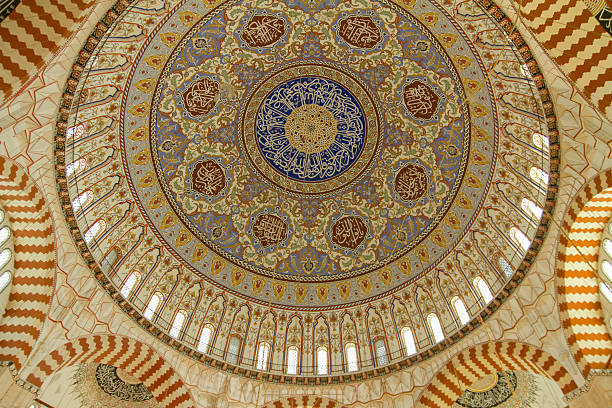 Ornated mosque dome of Selimiye Mosque Ornated mosque dome as an abstract architectural detail. mozarabic stock pictures, royalty-free photos & images