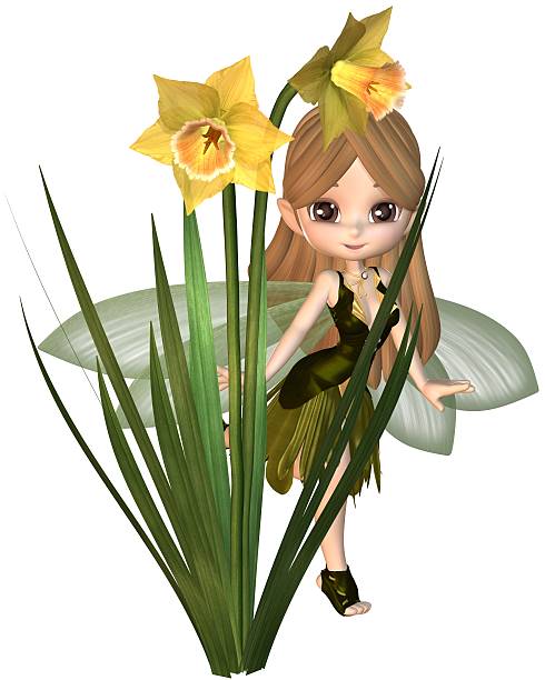 istock Cute Toon Daffodil Fairy, Skipping 477030157