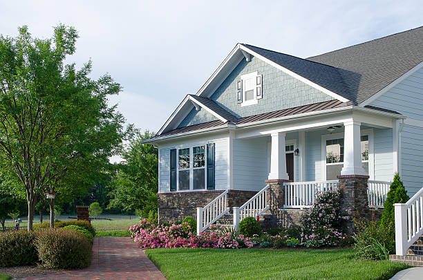 Exterior of house with landscape. Square shot.