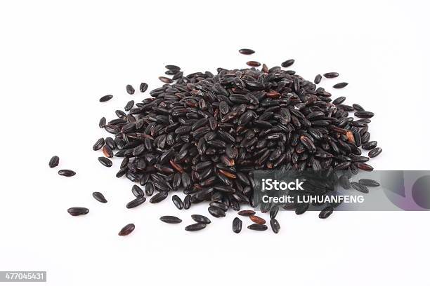 Black Rice On A White Background Stock Photo - Download Image Now - Black Rice, Still Life, White Background