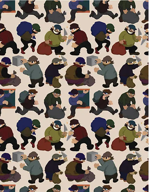 Vector illustration of seamless thief pattern