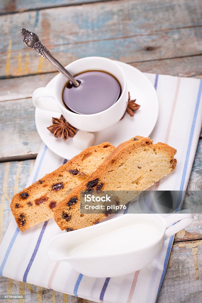 coffee fresh coffee with anis,cake and milk on wooden background 2015 Stock Photo