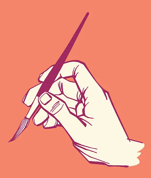 Vector illustration of Hand Holding Paintbrush