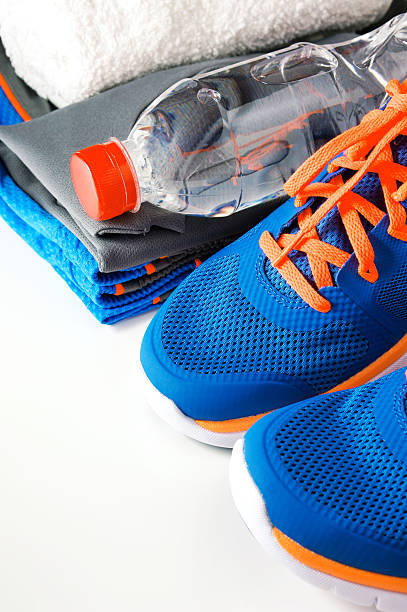 istock Fitness accessories with running shoes 477046742