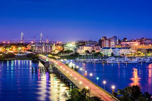 Charleston, South Carolina Charleston, South Carolina, USA skyline over the Ashley River. charleston south carolina photos stock pictures, royalty-free photos & images