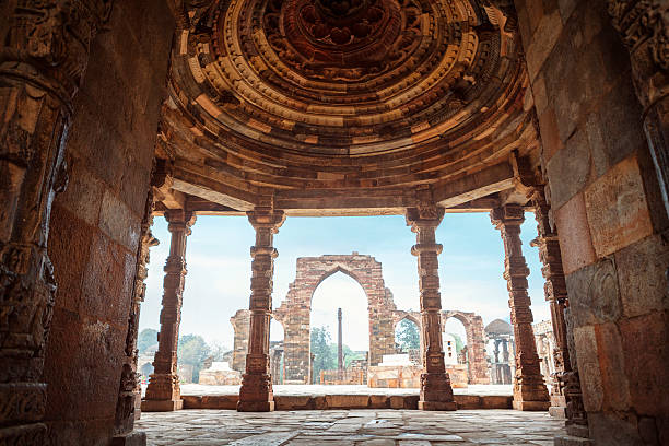 Iron Pillar at Quwwat ul-Islam Mosque in Qutb Complex, India
