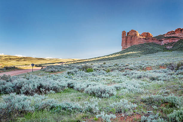 プレーリー、shrubland 、サンドストーン - laramie ストックフォトと画像