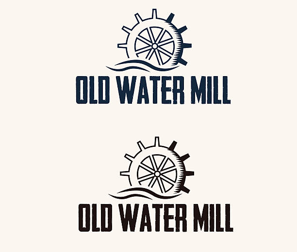 illustrazioni stock, clip art, cartoni animati e icone di tendenza di illustrazione antica water mill - water wheel