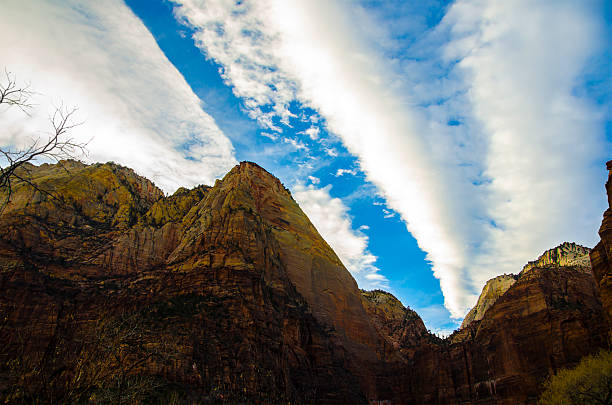 Mountains and Clouds at Zion National Park stock photo