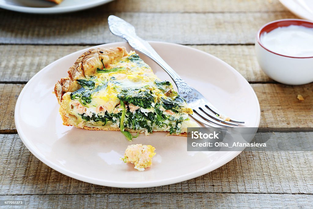 pie with spinach and fish pie with spinach and fish, food Salmon - Seafood Stock Photo