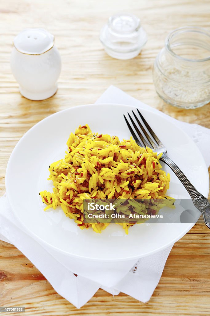 basmati rice with saffron basmati rice with saffron, food closeup Backgrounds Stock Photo
