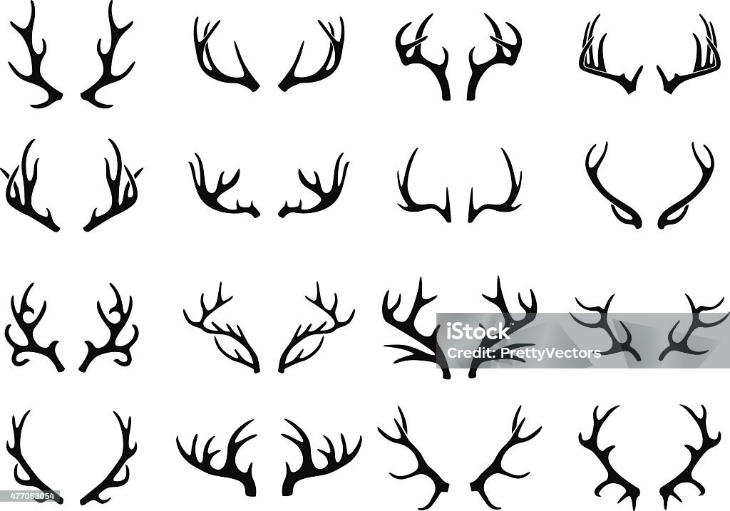 Vector deer antlers black icons set Antler stock vector