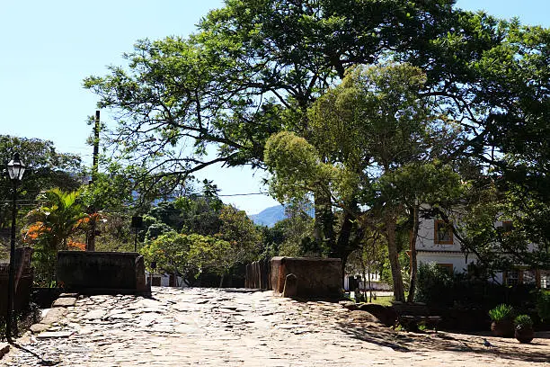streetscene of the typical village of tiradente in minas gerais state in brazil