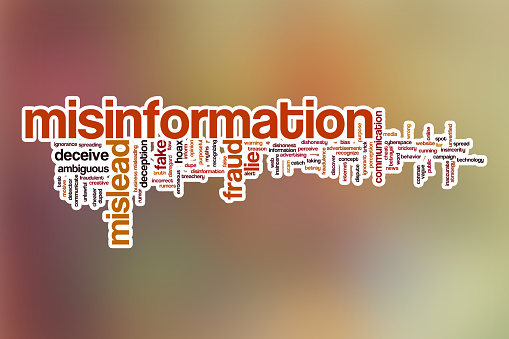 Misinformation word cloud concept with abstract background