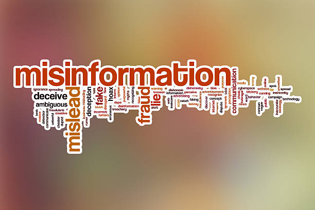 Misinformation word cloud with abstract background stock photo