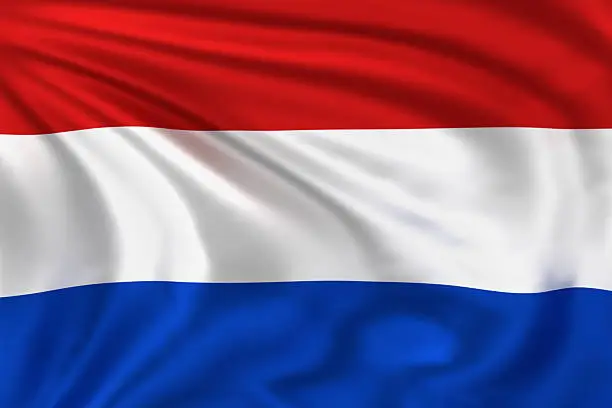 High quality illustration of the Flag of the Netherlands waving in the wind.