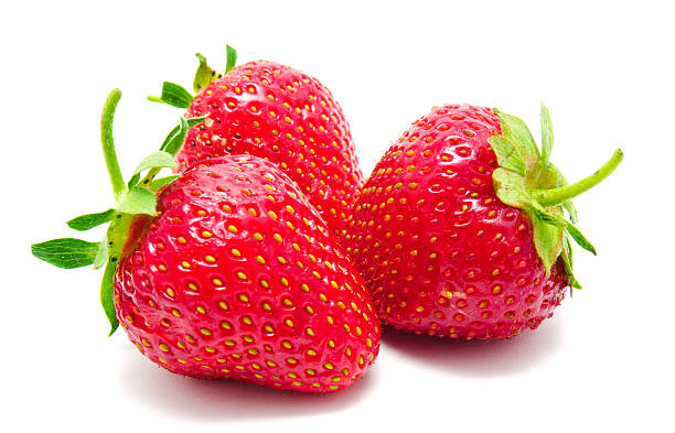 istock Three perfect red ripe strawberry isolated 477061856
