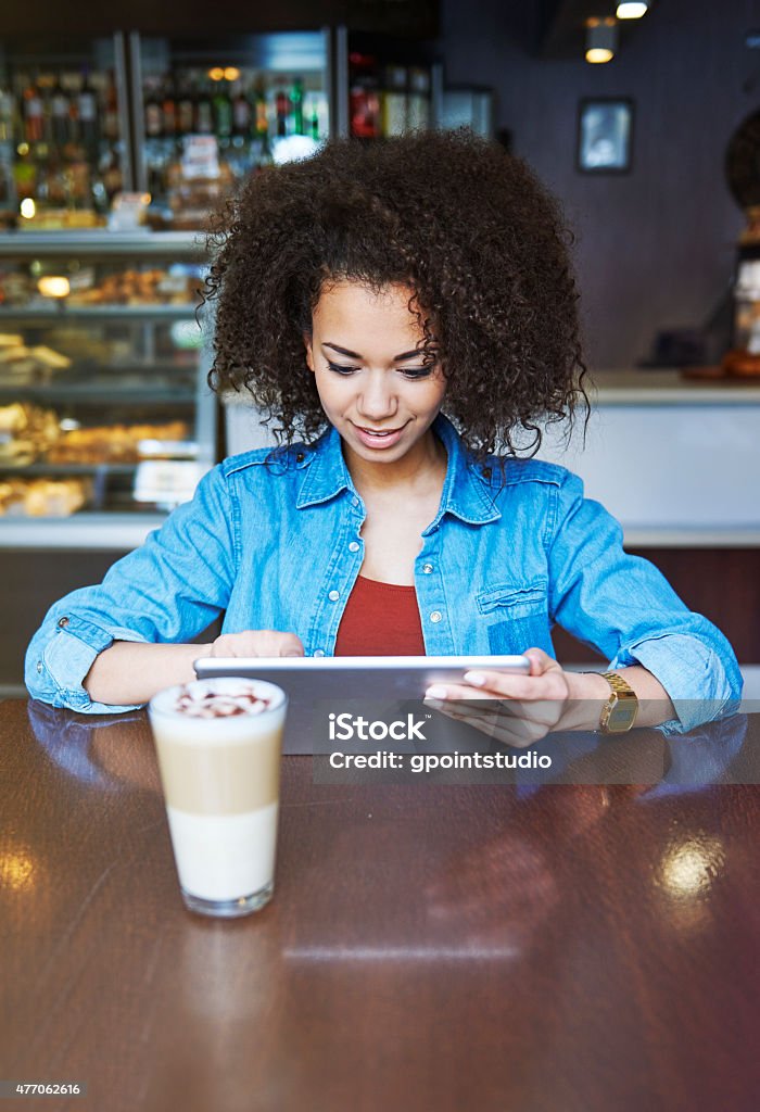Working at cafe 2015 Stock Photo