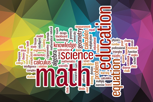 Math word cloud concept with abstract background